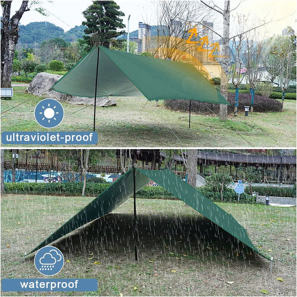 Planet Gates Waterproof Camping Tarp Sunshade UV Protection Lightweight Outdoor Adventure Hiking Camping Backpacking Picnic Tent Tarp