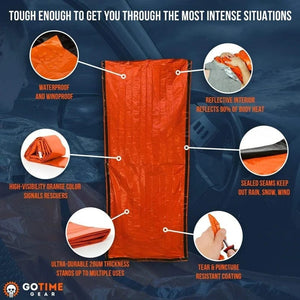 Planet Gates Waterproof Lightweight Thermal Emergency Sleeping Bag Bivy Sack - Survival Blanket Bags Camping, Hiking, Outdoor, Activities