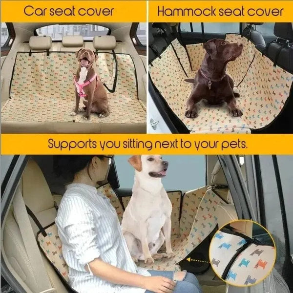 Planet Gates Waterproof Pet Dog Car Seat Cover Protector Printed Scratchproof Car Back Seat Cover Protector Pad with Printing for Dogs Travel