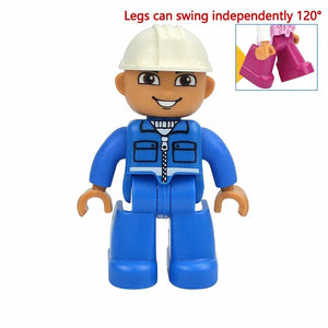 Planet Gates Welder Figures Dolls Big Size Building Blocks Family Action Workers Doctor Police Farmer Compatible Large Bricks Duploes Kid Toys