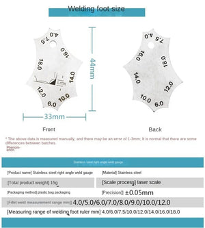 Planet Gates Welding Joint Two-piece Gauge Fillet Weld Tee Joint Welding Throat Depth Leg Length Gauge Ruler Welder Inspection Tool