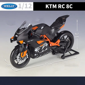Planet Gates Welly 1:12 KTM RC 8C Alloy Road Racing Motorcycle Model Diecast Metal Street Sports Cross-country Motorcycle Model Children Gift