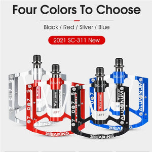 Planet Gates WEST BIKING Bicycle Pedals 3 Bearings Non-Slip MTB Pedals Aluminum Alloy Flat Applicable Waterproof Bicycle Accessories