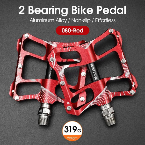 Planet Gates WEST BIKING Bicycle Pedals 3 Bearings Non-Slip MTB Pedals Aluminum Alloy Flat Applicable Waterproof Bicycle Accessories