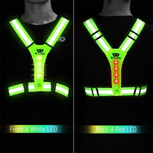 Planet Gates WEST BIKING Cycling Reflective Safety Vest Electric Scooter Flashing Vest USB Rechargeable LED Vest Running Jogging Fishing