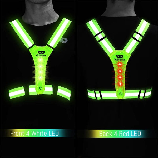 Planet Gates WEST BIKING Cycling Reflective Safety Vest Electric Scooter Flashing Vest USB Rechargeable LED Vest Running Jogging Fishing