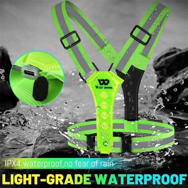 Planet Gates WEST BIKING Cycling Reflective Safety Vest Electric Scooter Flashing Vest USB Rechargeable LED Vest Running Jogging Fishing