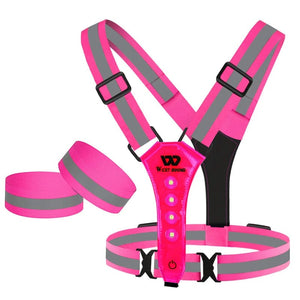 Planet Gates WEST BIKING Cycling Reflective Safety Vest Electric Scooter Flashing Vest USB Rechargeable LED Vest Running Jogging Fishing