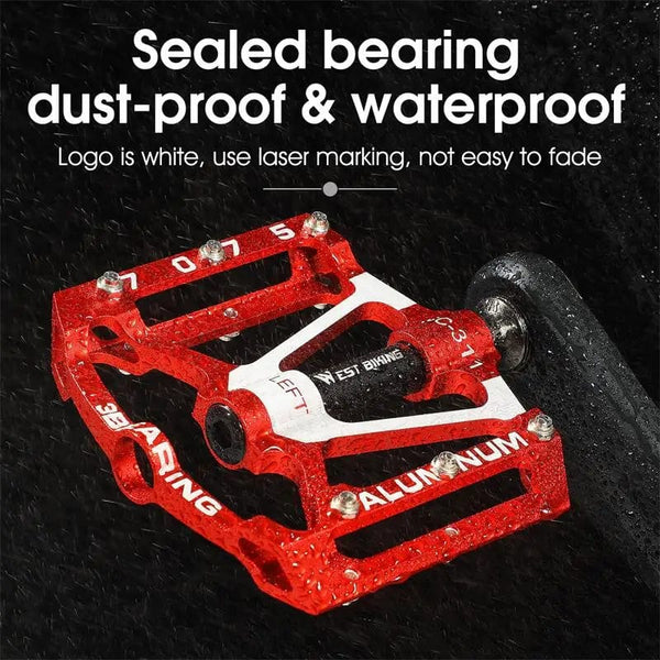 Planet Gates WEST BIKING MTB Bicycle Pedals Ultralight CNC Aluminium Alloy Anti-Slip Road Bike Flat Pedals Cycling 3 Bearing Bike Pedals BMX