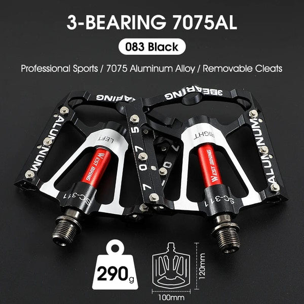 Planet Gates WEST BIKING MTB Bicycle Pedals Ultralight CNC Aluminium Alloy Anti-Slip Road Bike Flat Pedals Cycling 3 Bearing Bike Pedals BMX