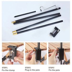 Planet Gates WESTTUNE 4-Section Camping Lantern Stand Aluminum Alloy Detachable Lamp Pole Portable Outdoor Light Holder Folding Lamp Hanger