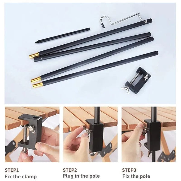 Planet Gates WESTTUNE 4-Section Camping Lantern Stand Aluminum Alloy Detachable Lamp Pole Portable Outdoor Light Holder Folding Lamp Hanger