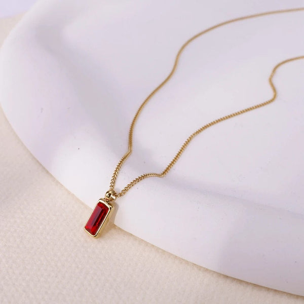 Planet Gates WF0219-02 WILD & FREE Trendy Red Zircon Crystal Pendant Stainless Steel Necklace Luxury Exquisite Women Wedding Jewelry