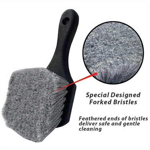 Planet Gates Wheel & Tire Brush For Car Rim And All Exterior Surface Soft Bristle Car Wash Brush Cleans Tires & Releases Dirt And Road Grime