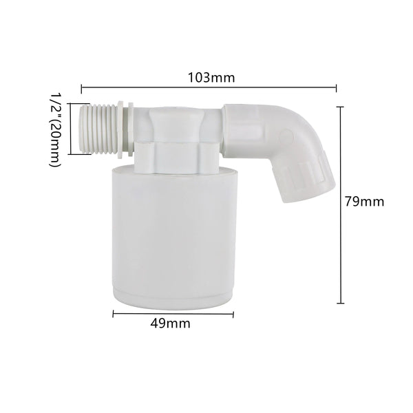 Planet Gates White 1/2" Automatic Water Level Control Valve Tower Floating Ball Valve Installed Inside The Tank Plug-in Free Inlet and Outlet Valve