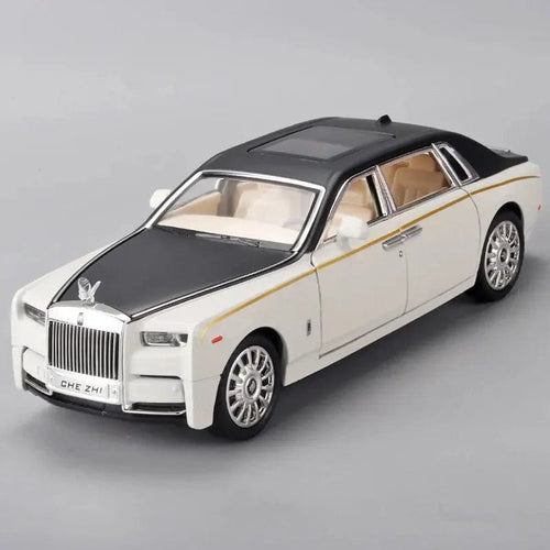 Planet Gates White 1:24 RR Phantom Model Zinc Alloy Pull Back Diecast Toy Cars with Sound and Light for Kids Boy Girl Gift