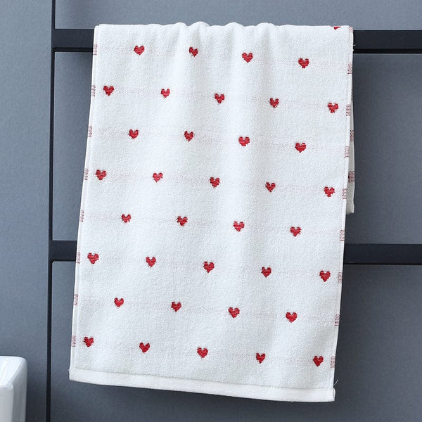 Planet Gates White - 1 Pack 1pc Heart Pattern Face Towel Gift, Soft And Absorbent Cotton Hand Towel, Ideal For Couples And Lovers, Valentine's Day Gifts, Bathroom Supplies, Home Supplies