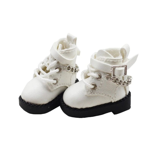 Planet Gates White 1 Pair Doll Shoes Lovely Chain Boots New Casual Hand-made Ob11 DOD 1/12 Bjd Doll Shoes Doll Accessories