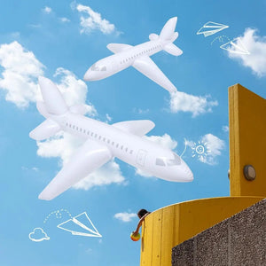 Planet Gates WHITE 100cm Inflatable Airplane Float Airplane Ball with Inflatable Tube for Outdoor Swimming Outdoor Inflatable Toy For Kids