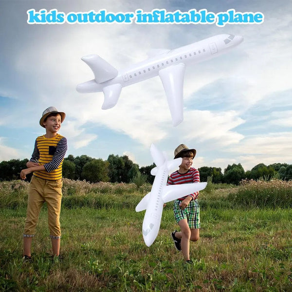 Planet Gates WHITE 100cm Inflatable Airplane Float Airplane Ball with Inflatable Tube for Outdoor Swimming Outdoor Inflatable Toy For Kids