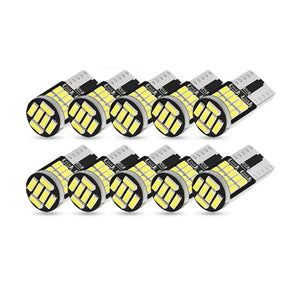 Planet Gates WHITE 10pc Canbus W5W T10 194 LED Car Light Bulb 26SMD 4014 Auto High Bright Wedge License Plate Clearance Dome Door Lamp 12V