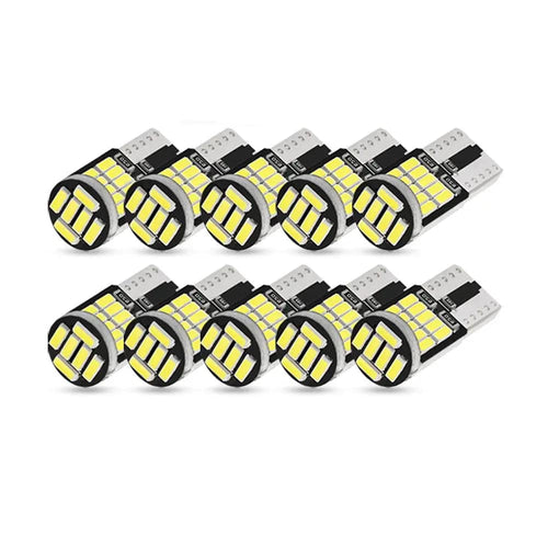 Planet Gates WHITE 10pc Canbus W5W T10 194 LED Car Light Bulb 26SMD 4014 Auto High Bright Wedge License Plate Clearance Dome Door Lamp 12V