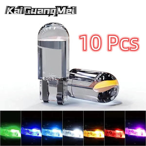 Planet Gates White / 10pcs 10PCS W5W LED T10 Car Light COB Glass Housing Auto Automobiles Wedge License Plate Lamp Interior Dome Reading Light t10 DRL Bulb