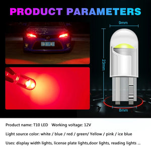 Planet Gates White / 10pcs 10PCS W5W LED T10 Car Light COB Glass Housing Auto Automobiles Wedge License Plate Lamp Interior Dome Reading Light t10 DRL Bulb