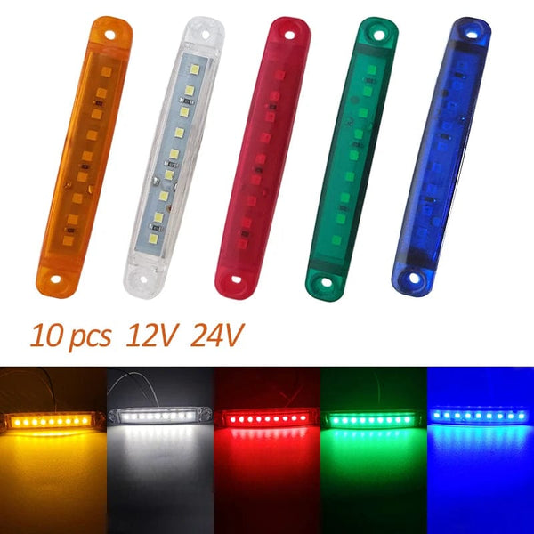 Planet Gates White 10PCS 9 SMD Light Oval Clearance Trailer 24V Truck Lorry Caravan Camion LED Side Marker Indicator Lamp 12V Luces Remolque