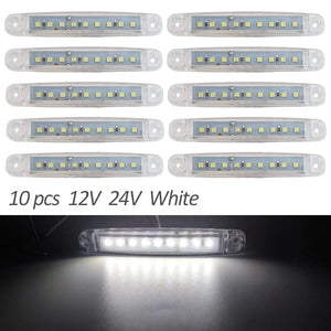 Planet Gates White 10PCS 9 SMD Light Oval Clearance Trailer 24V Truck Lorry Caravan Camion LED Side Marker Indicator Lamp 12V Luces Remolque