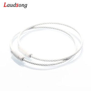 Planet Gates White 10pcs Colorful Stainless Steel Wire Keychain Cable Loop Screw Lock Rope Key Holder Keyring Key Chain Rings Outdoor Tools