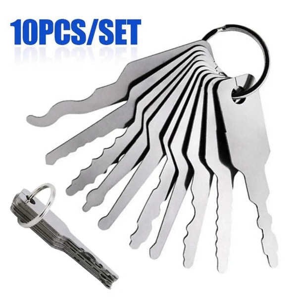 Planet Gates White 10Pcs/set Car Unlock Door Open Keys Dual Sided Jiggler Keys Car Repair Tool Stainless Steel Repair Accessories
