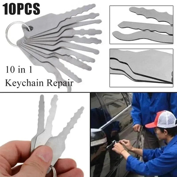 Planet Gates White 10Pcs/set Car Unlock Door Open Keys Dual Sided Jiggler Keys Car Repair Tool Stainless Steel Repair Accessories