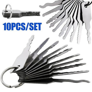 Planet Gates White 10Pcs/set Car Unlock Door Open Keys Dual Sided Jiggler Keys Car Repair Tool Stainless Steel Repair Accessories