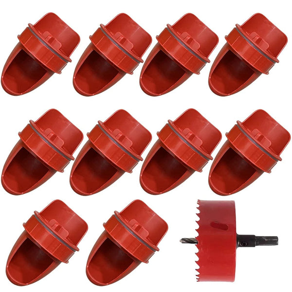 Planet Gates White 11pcs Chicken Feeder Poultry Feeding Supplies DIY Rain Proof Poultry Feeder Port Gravity Feed Kit For Buckets Barrels Bins Troughs