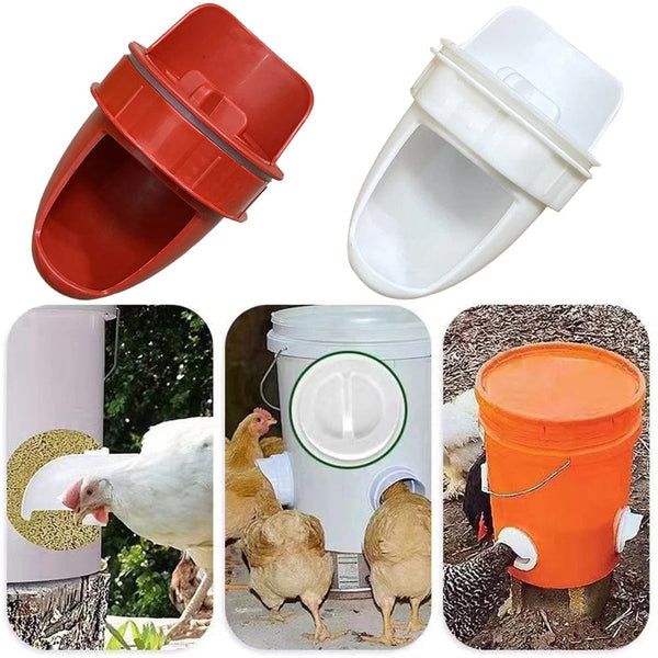 Planet Gates White 11pcs Chicken Feeder Poultry Feeding Supplies DIY Rain Proof Poultry Feeder Port Gravity Feed Kit For Buckets Barrels Bins Troughs