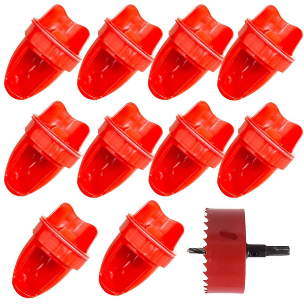 Planet Gates White 11pcs Chicken Feeder Poultry Feeding Supplies DIY Rain Proof Poultry Feeder Port Gravity Feed Kit For Buckets Barrels Bins Troughs