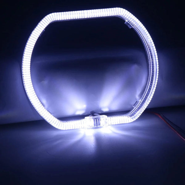 Planet Gates WHITE / 120mm 100/76MM LED Angel Eyes Square Guide Halo Ring Daytime Running Lights With Driver For Bi Xenon Headlight Lenses DRL Accessories