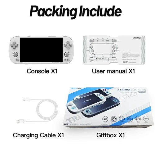 Planet Gates White / 128G(10K Games) Trimui Smart Pro Handheld Game Console 4.96''IPS Screen Linux System Joystick RGB Lighting Smartpro Retro Video Game Kid's Gifts
