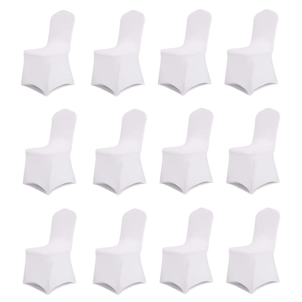 Planet Gates white / 12pcs 6/12pcs Spandex Restaurant Banquet Chair Cover Suitable For Living Room And Dining Room Universal Elastic Chair Slipcover Chair Protector Suitable For Weddings, Banquets, Birthdays, And Parties (White, Black)