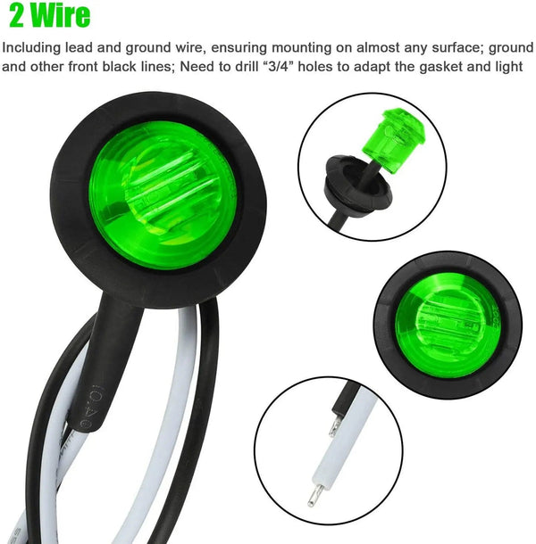 Planet Gates WHITE / 12V 2 Pcs 3/4 Inch Mount LED Rear Side Marker Indicator Lights for Trucks, Traile ,Cab Marker, Boats 12V 24V RED GREEN YELLOW BLUE