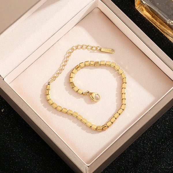 Planet Gates White / 15-20 cm Stainless Steel Shiny Clear Zircon Bracelet For Women Girls Gold Color Non-fading Exquisite Bangles Party Jewelry Gifts 2024 New