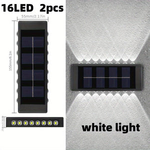 Planet Gates White-16LED / 2pcs 6 LED Solar Powered Up Wall Lamps, 2-piece Outdoor Wall Lamps Suitable For Home Use, Small External Lamps Waterproof Nordic Style Lighting Decoration Suitable For Home Garden Porch (white/warm White)