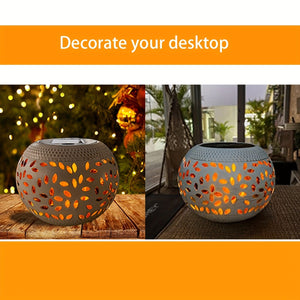 Planet Gates White / 1pc 1pc Solar Table Lights Outdoor Waterproof, Dancing Flickering Flame Lamp, White Metal Tabletop Light, Solar Powered Decorative Lighting Lantern, Halloween Decorations Lights Outdoor For Desk Bedroom Patio