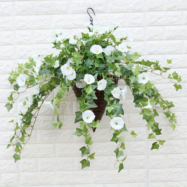 Planet Gates white 1pc Artificial Petunias Flower Hanging Plant - Perfect for Outdoor/Indoor Decor!