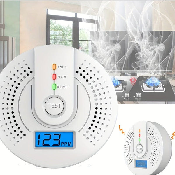 Planet Gates white 1pc Carbon Monoxide Detectors, Carbon Monoxide Alarm, CO Alarm Detector Monitor Battery Operated With Digital Display For House Kitchen Restaurant Hotel