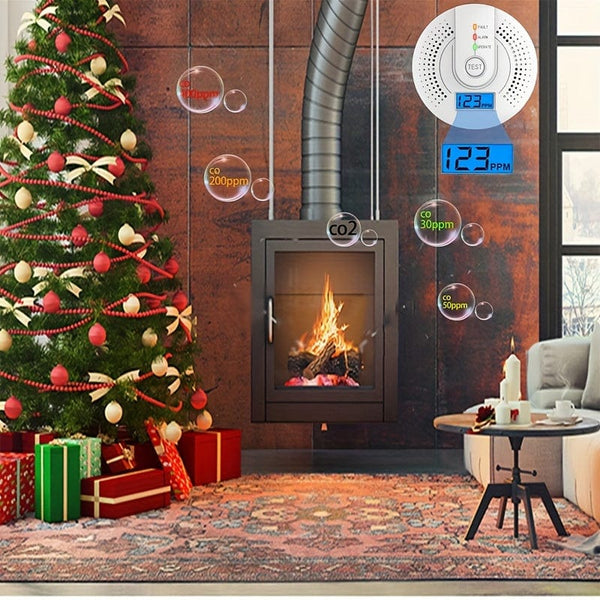 Planet Gates white 1pc Carbon Monoxide Detectors, Carbon Monoxide Alarm, CO Alarm Detector Monitor Battery Operated With Digital Display For House Kitchen Restaurant Hotel