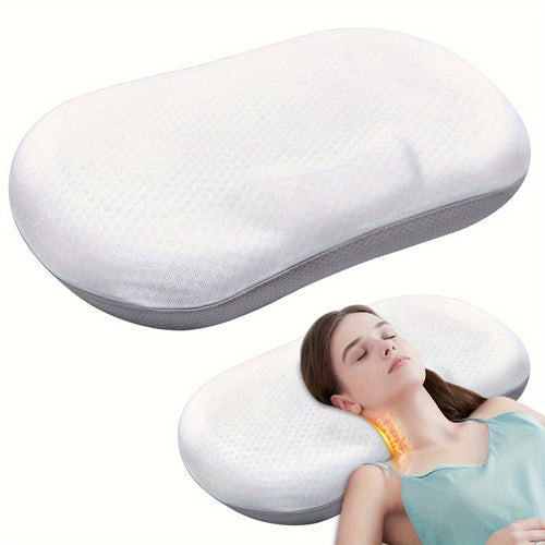 Planet Gates White 1pc Cervical Pillow Neck Pillow For Sleeping, Orthopedic Contour Memory Foam Pillows For Bed With Cooling Pillow Cover