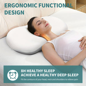 Planet Gates White 1pc Cervical Pillow Neck Pillow For Sleeping, Orthopedic Contour Memory Foam Pillows For Bed With Cooling Pillow Cover