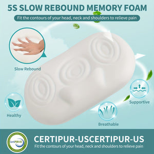 Planet Gates White 1pc Cervical Pillow Neck Pillow For Sleeping, Orthopedic Contour Memory Foam Pillows For Bed With Cooling Pillow Cover